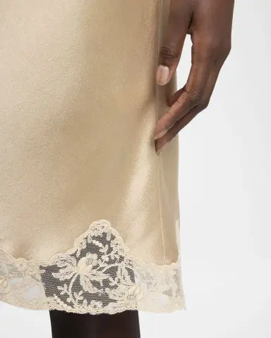 Saint Laurent Lace-Trim Satin Knee-Length Skirt | Thumbnail 9 Saint Laurent Lace-Trim Satin Knee-Length Skirt | Thumbnail 9