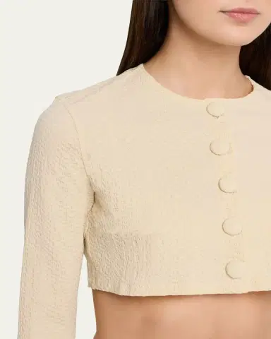 Lisa Marie Fernandez Seersucker Cropped Cardigan | Thumbnail 5 Lisa Marie Fernandez Seersucker Cropped Cardigan | Thumbnail 5