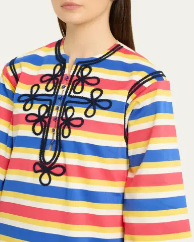 Rianna + Nina Embroidered Striped Cotton Maxi Dress | Thumbnail 5 Rianna + Nina Embroidered Striped Cotton Maxi Dress | Thumbnail 5