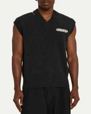 Simone Rocha Men's Embellished Merino Seam Bite Vest | Thumbnail 4 Simone Rocha Men's Embellished Merino Seam Bite Vest | Thumbnail 4