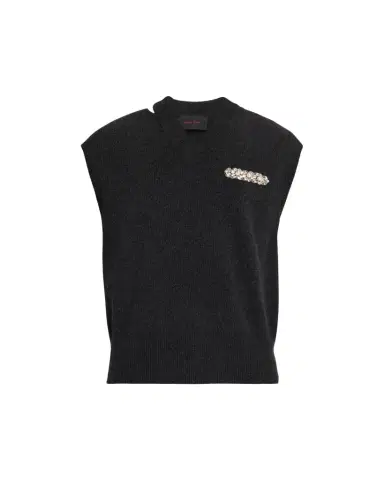 Simone Rocha Men's Embellished Merino Seam Bite Vest | Thumbnail 1 Simone Rocha Men's Embellished Merino Seam Bite Vest | Thumbnail 1