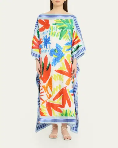 Rianna + Nina Tropica-Print Silk Maxi Caftan | Thumbnail 2 Rianna + Nina Tropica-Print Silk Maxi Caftan | Thumbnail 2