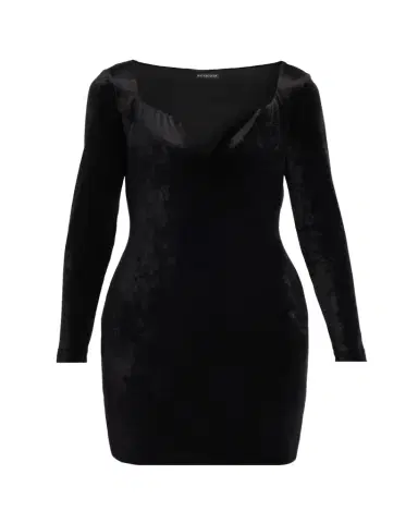 Balenciaga Sweetheart-Neck Long-Sleeve Stretch Velvet Mini Dress | Thumbnail 1 Balenciaga Sweetheart-Neck Long-Sleeve Stretch Velvet Mini Dress | Thumbnail 1