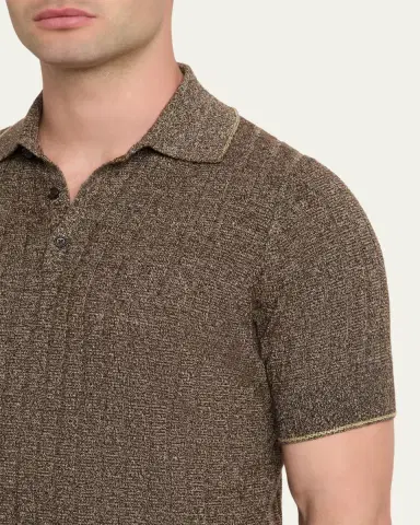 Guest In Residence Men's Rib-Knit Teddy Polo Shirt | Thumbnail 5 Guest In Residence Men's Rib-Knit Teddy Polo Shirt | Thumbnail 5