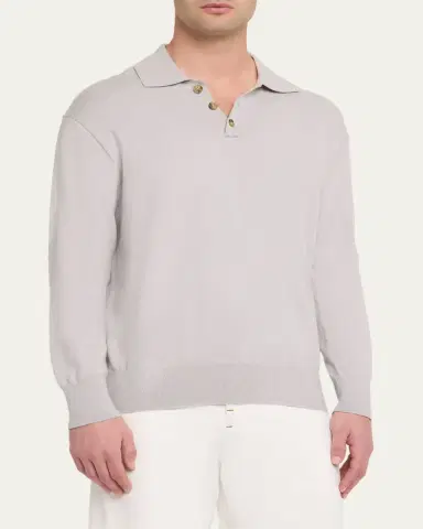 Guest In Residence Men's Cotton-Cashmere Allday Polo Sweater | Thumbnail 4 Guest In Residence Men's Cotton-Cashmere Allday Polo Sweater | Thumbnail 4