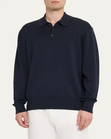 Guest In Residence Men's Cotton-Cashmere Allday Polo Sweater | Thumbnail 8 Guest In Residence Men's Cotton-Cashmere Allday Polo Sweater | Thumbnail 8