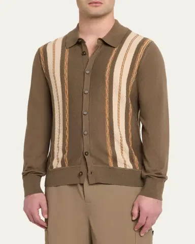 Guest In Residence Men's Cotton-Cashmere Ribbed Knit Shirt | Thumbnail 4 Guest In Residence Men's Cotton-Cashmere Ribbed Knit Shirt | Thumbnail 4