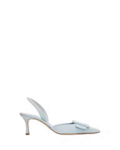 Manolo Blahnik 50mm Maysli Suede Buckle Slingback Pumps | Thumbnail 1 Manolo Blahnik 50mm Maysli Suede Buckle Slingback Pumps | Thumbnail 1