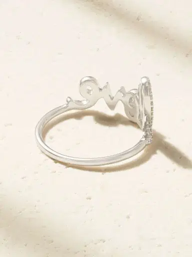 Sydney Evan Love Script 14-karat White Gold Diamond Ring | Thumbnail 4 Sydney Evan Love Script 14-karat White Gold Diamond Ring | Thumbnail 4