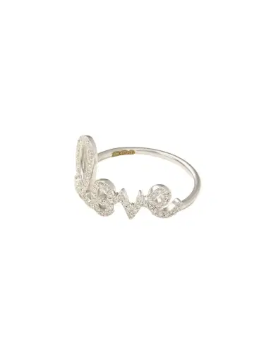 Sydney Evan Love Script 14-karat White Gold Diamond Ring | Thumbnail 1 Sydney Evan Love Script 14-karat White Gold Diamond Ring | Thumbnail 1