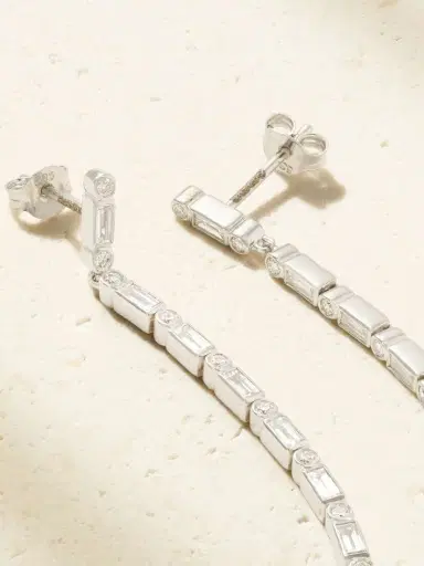 Sydney Evan 14-karat White Gold Diamond Earrings | Thumbnail 4 Sydney Evan 14-karat White Gold Diamond Earrings | Thumbnail 4