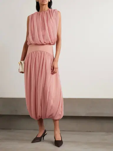 Abadia Paneled Gathered Twill And Chiffon Maxi Skirt | Thumbnail 2 Abadia Paneled Gathered Twill And Chiffon Maxi Skirt | Thumbnail 2