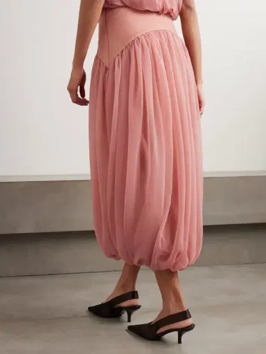 Abadia Paneled Gathered Twill And Chiffon Maxi Skirt | Thumbnail 3 Abadia Paneled Gathered Twill And Chiffon Maxi Skirt | Thumbnail 3