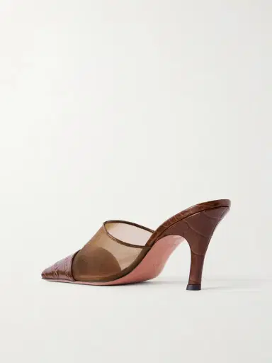 Amina Muaddi Jamie Mesh And Croco-embossed Leather Mules | Thumbnail 3 Amina Muaddi Jamie Mesh And Croco-embossed Leather Mules | Thumbnail 3