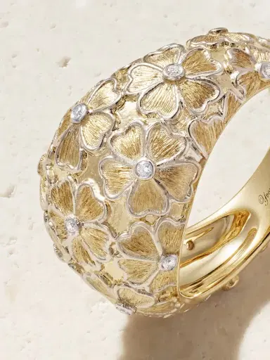 Yvonne Léon Bague Dôme Fleurie 9-karat Yellow And White Gold Diamond Ring | Thumbnail 4 Yvonne Léon Bague Dôme Fleurie 9-karat Yellow And White Gold Diamond Ring | Thumbnail 4