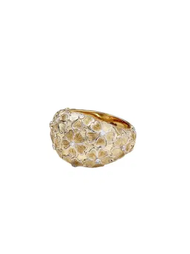 Yvonne Léon Bague Dôme Fleurie 9-karat Yellow And White Gold Diamond Ring | Thumbnail 1 Yvonne Léon Bague Dôme Fleurie 9-karat Yellow And White Gold Diamond Ring | Thumbnail 1