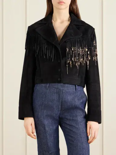 Gabriela Hearst Azra Fringed Leather-trimmed Embellished Suede Jacket | Thumbnail 3 Gabriela Hearst Azra Fringed Leather-trimmed Embellished Suede Jacket | Thumbnail 3