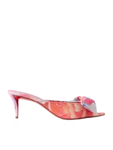 Christian Louboutin Mulazee 60 Crepe De Chine Kitten Heel Mules | Thumbnail 1 Christian Louboutin Mulazee 60 Crepe De Chine Kitten Heel Mules | Thumbnail 1