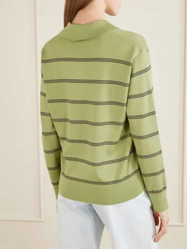Dries Van Noten Striped Merino Wool Polo Shirt | Thumbnail 4 Dries Van Noten Striped Merino Wool Polo Shirt | Thumbnail 4