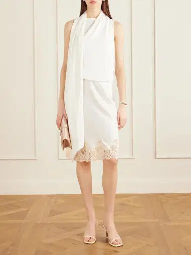 DÔEN Elowette Lace-trimmed Silk-satin Midi Skirt | Thumbnail 2 DÔEN Elowette Lace-trimmed Silk-satin Midi Skirt | Thumbnail 2