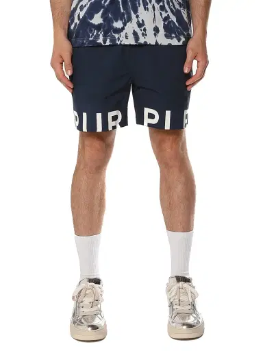 Purple Brand Men's All Around Logo Shorts - Navy - Size XXL | Thumbnail 1 Purple Brand Men's All Around Logo Shorts - Navy - Size XXL | Thumbnail 1