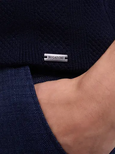 Bugatchi Men's Textured Stripe Johnny Collar Sweater - Navy - Size XXL | Thumbnail 6 Bugatchi Men's Textured Stripe Johnny Collar Sweater - Navy - Size XXL | Thumbnail 6