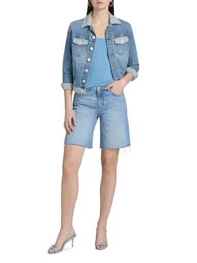 L'AGENCE Women's River Denim Bermuda Shorts - Bell Flower | Thumbnail 2 L'AGENCE Women's River Denim Bermuda Shorts - Bell Flower | Thumbnail 2