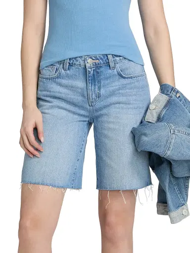 L'AGENCE Women's River Denim Bermuda Shorts - Bell Flower | Thumbnail 3 L'AGENCE Women's River Denim Bermuda Shorts - Bell Flower | Thumbnail 3