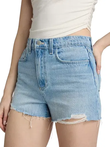 L'AGENCE Women's Clark Denim High-Rise Shorts - Bellflower Destruct | Thumbnail 6 L'AGENCE Women's Clark Denim High-Rise Shorts - Bellflower Destruct | Thumbnail 6