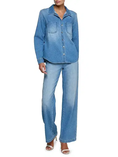 L'Agence Women's Isla Cotton Denim Button-Front Shirt - Anaheim - Size Large | Thumbnail 2 L'Agence Women's Isla Cotton Denim Button-Front Shirt - Anaheim - Size Large | Thumbnail 2