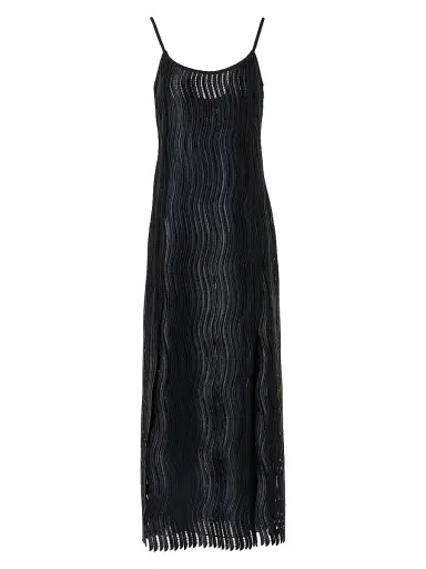Akris Women's Techno Wave Guipure Midi-Dress - Black - Size 4 | Thumbnail 1 Akris Women's Techno Wave Guipure Midi-Dress - Black - Size 4 | Thumbnail 1
