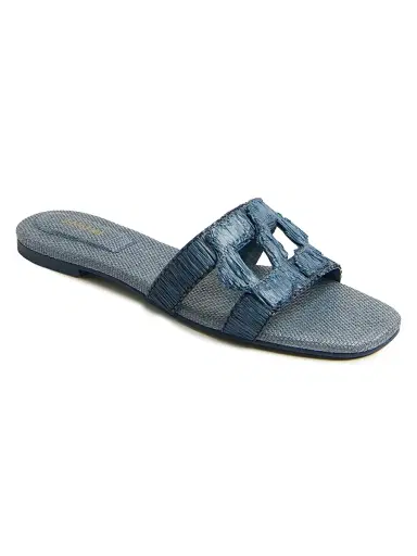Simkhai Women's Monogram Raffia Flat Sandals - Indigo - Size 10 | Thumbnail 2 Simkhai Women's Monogram Raffia Flat Sandals - Indigo - Size 10 | Thumbnail 2
