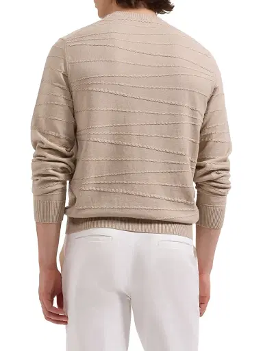 Bugatchi Men's Cotton-Silk Crewneck Sweater - Sand - Size XXL | Thumbnail 4 Bugatchi Men's Cotton-Silk Crewneck Sweater - Sand - Size XXL | Thumbnail 4