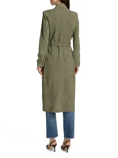 L'AGENCE Women's Celina Leather Trench Coat - Clover | Thumbnail 5 L'AGENCE Women's Celina Leather Trench Coat - Clover | Thumbnail 5