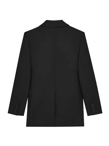 Saint Laurent Women's Double-Breasted Jacket in Wool - Noir | Thumbnail 2 Saint Laurent Women's Double-Breasted Jacket in Wool - Noir | Thumbnail 2