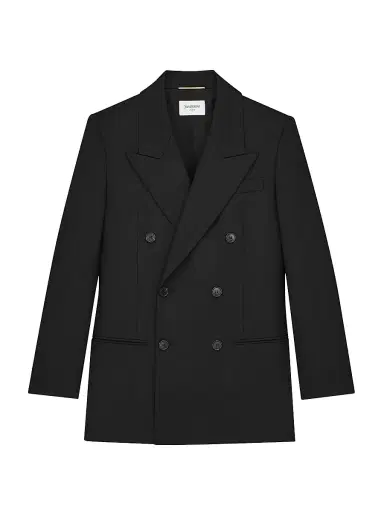 Saint Laurent Women's Double-Breasted Jacket in Wool - Noir | Thumbnail 1 Saint Laurent Women's Double-Breasted Jacket in Wool - Noir | Thumbnail 1