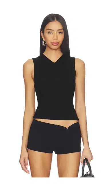 EAVES Susen Rib Knit V-neck Top | Thumbnail 1 EAVES Susen Rib Knit V-neck Top | Thumbnail 1
