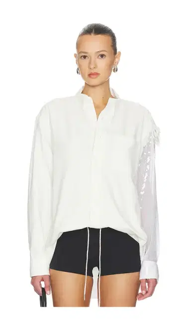 AREA Deconstructed Sequin Oxford Shirt | Thumbnail 1 AREA Deconstructed Sequin Oxford Shirt | Thumbnail 1