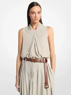 Michael Kors Collection Draped Wool Crepe Sleeveless Blouse | Thumbnail 2 Michael Kors Collection Draped Wool Crepe Sleeveless Blouse | Thumbnail 2