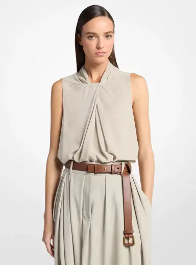 Michael Kors Collection Draped Wool Crepe Sleeveless Blouse | Thumbnail 5 Michael Kors Collection Draped Wool Crepe Sleeveless Blouse | Thumbnail 5