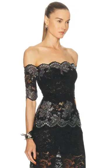 RABANNE Studded Lace Boatneck Top | Thumbnail 2 RABANNE Studded Lace Boatneck Top | Thumbnail 2