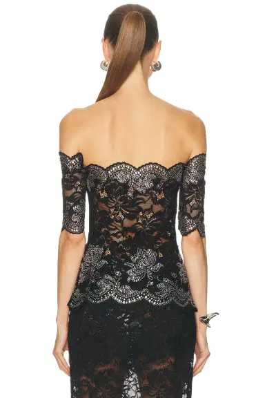 RABANNE Studded Lace Boatneck Top | Thumbnail 3 RABANNE Studded Lace Boatneck Top | Thumbnail 3