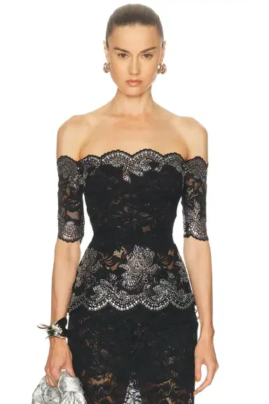 RABANNE Studded Lace Boatneck Top | Thumbnail 1 RABANNE Studded Lace Boatneck Top | Thumbnail 1