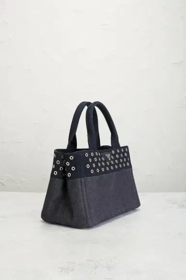 FWRD Renew Prada Studded Denim Canapa Tote Bag | Thumbnail 6 FWRD Renew Prada Studded Denim Canapa Tote Bag | Thumbnail 6