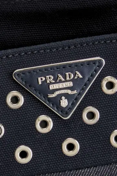 FWRD Renew Prada Studded Denim Canapa Tote Bag | Thumbnail 8 FWRD Renew Prada Studded Denim Canapa Tote Bag | Thumbnail 8