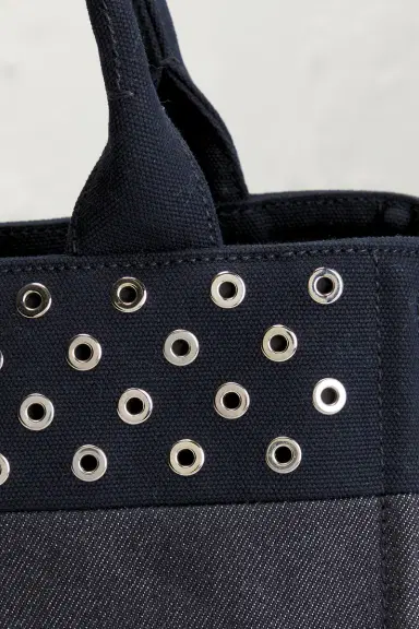 FWRD Renew Prada Studded Denim Canapa Tote Bag | Thumbnail 9 FWRD Renew Prada Studded Denim Canapa Tote Bag | Thumbnail 9
