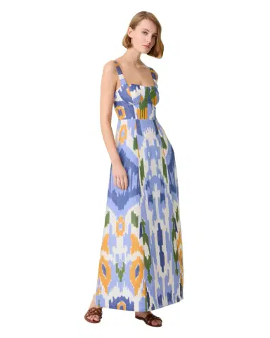 Emporio Sirenuse Azzurra Dress in Watercolor Ikat | Thumbnail 1 Emporio Sirenuse Azzurra Dress in Watercolor Ikat | Thumbnail 1