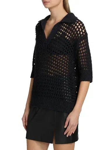TWP Women's Unspoken Truth Linen-Silk Polo Sweater | Thumbnail 4 TWP Women's Unspoken Truth Linen-Silk Polo Sweater | Thumbnail 4