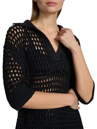 TWP Women's Unspoken Truth Linen-Silk Polo Sweater | Thumbnail 6 TWP Women's Unspoken Truth Linen-Silk Polo Sweater | Thumbnail 6