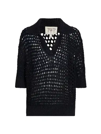 TWP Women's Unspoken Truth Linen-Silk Polo Sweater | Thumbnail 1 TWP Women's Unspoken Truth Linen-Silk Polo Sweater | Thumbnail 1